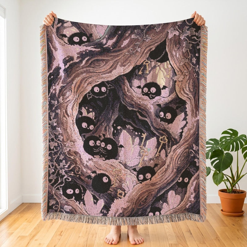 Shadow Sprite Woven Blanket, Maximalist Crystal Art
