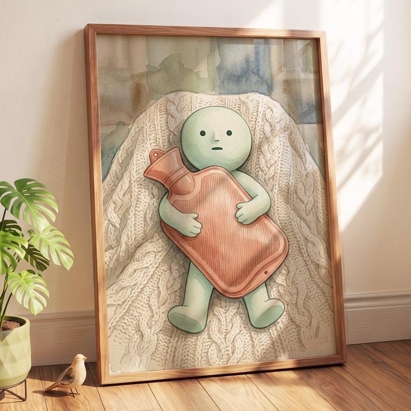Dramatic Cozy Poster Print, Smiski Inspired Wall Art