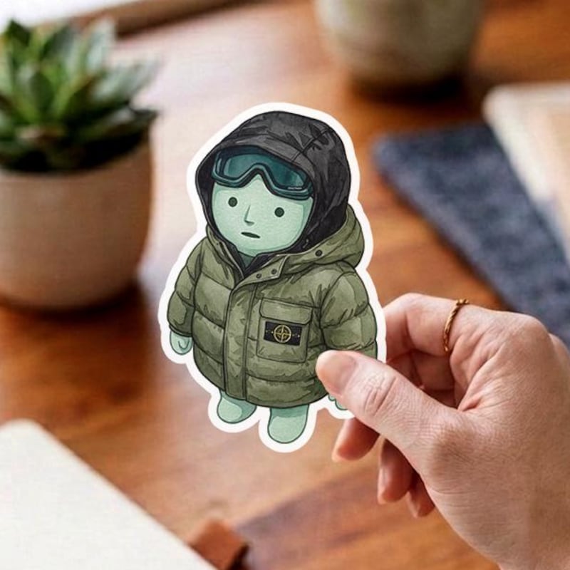 GORPCORE Smiski Inspired Sticker, Stone Island Techwear, Goggle Decal