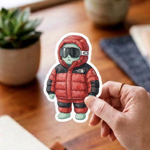 GORPCORE Smiski Inspired Sticker, The North Face Puffy Down Suit Decal