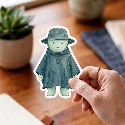 GORPCORE Smiski Inspired Sticker, Patagonia Outdoor Poncho Decal