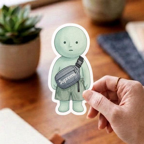 Streetwear Smiski Inspired Sticker, SUPREME Sling Decal