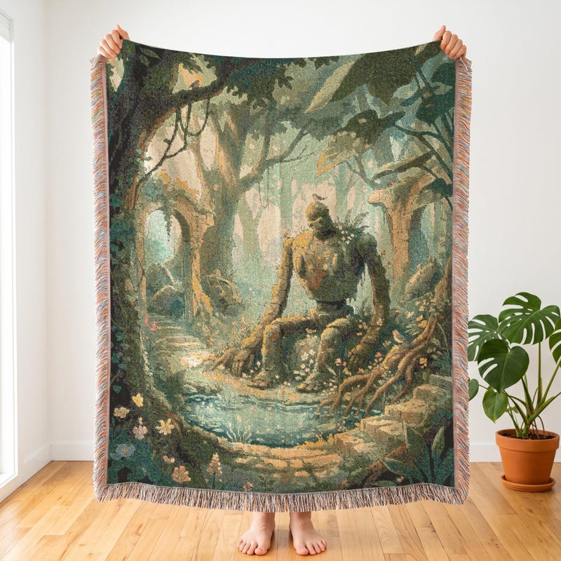Castle In The Sky inspired Tapestry, Ghibliesque Woven Blanket