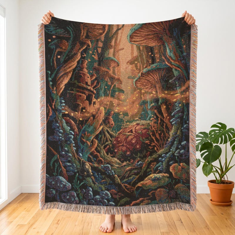 Nausicaa Inspired Woven Tapestry, Toxic Jungle Blanket