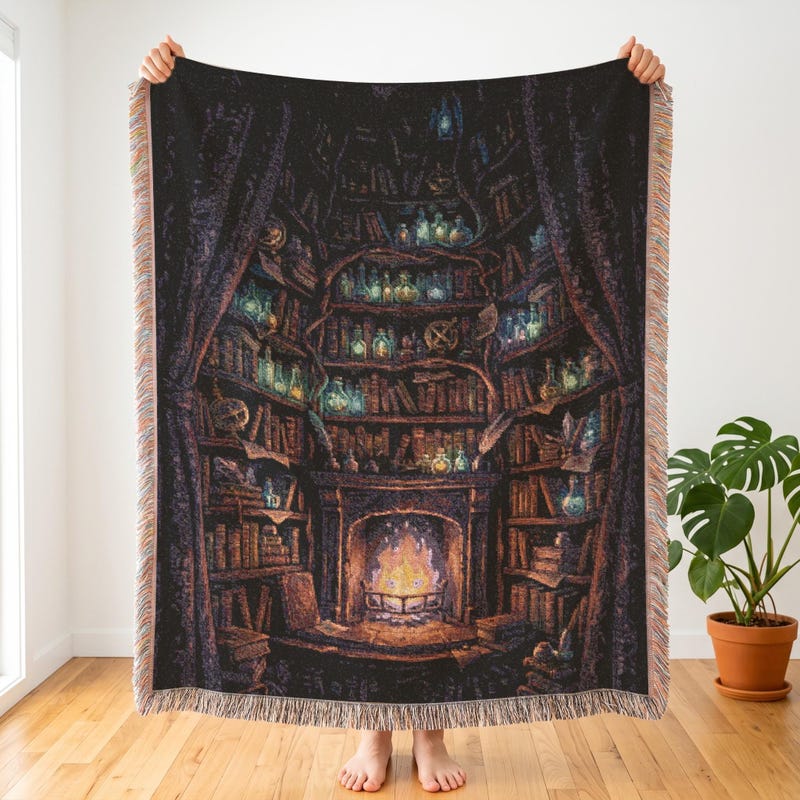 Howl's Moving Castle Inspired Woven Throw, Moody Anime Blanket