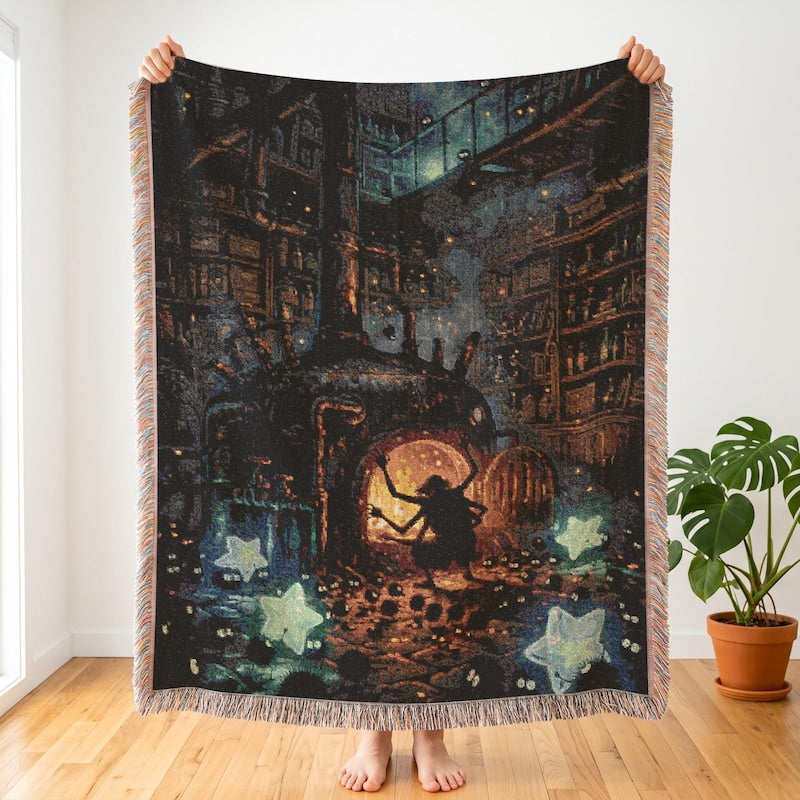Soot Sprite Boiler Woven Blanket, Spirited Away Anime Throw