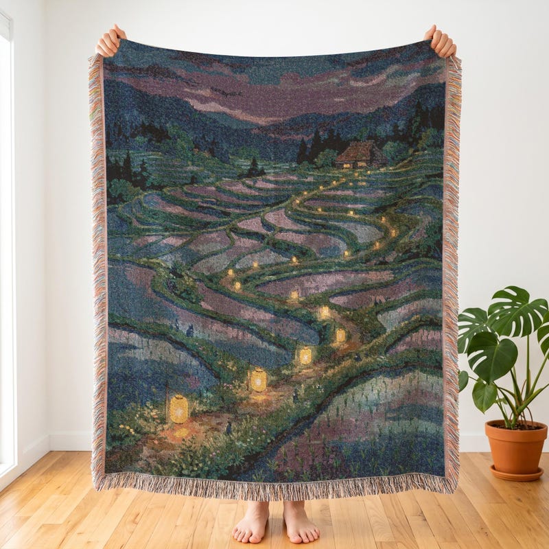 My Neighbor Totoro Inspired Woven Blanket, Twilight Paddies