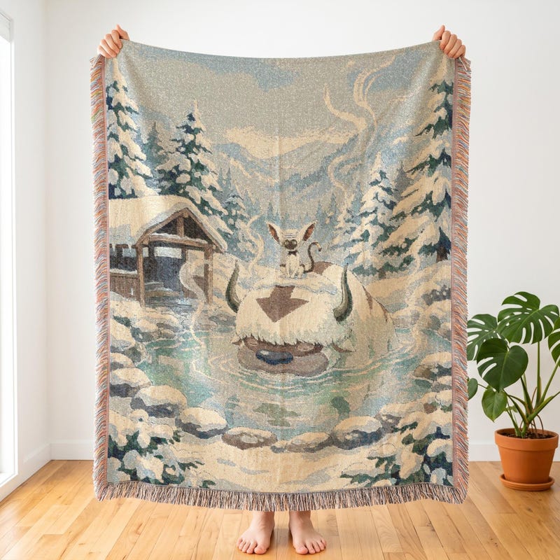 Appa Inspired Woven Blanket, Winter Hot Spring