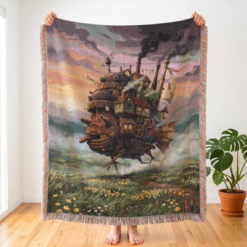 Howls Moving Castle Inspired Woven Blanket, Steampunk