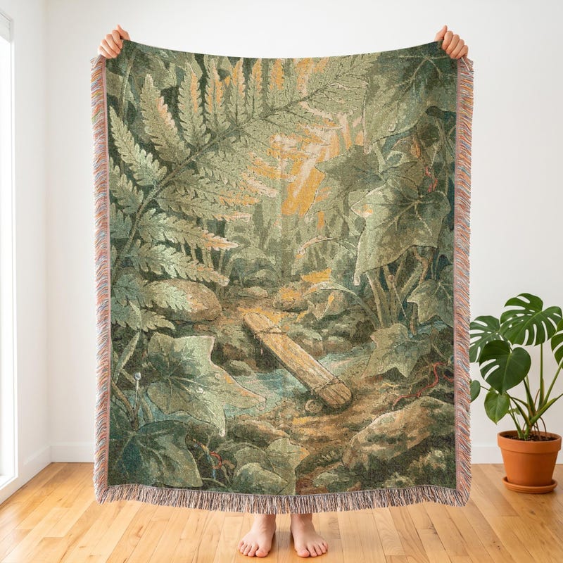 Secret World Arrietty Inspired Woven Blanket, Ferns