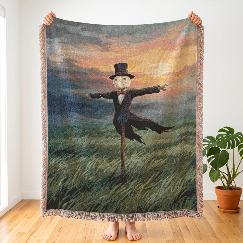 Howls Moving Castle Inspired Woven Blanket, Turnip Head, Grass Field