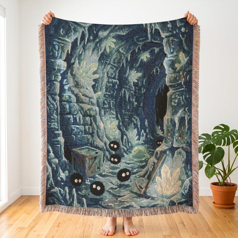 Stardew Valley Inspired Woven Blanket, Icy Mine Cave