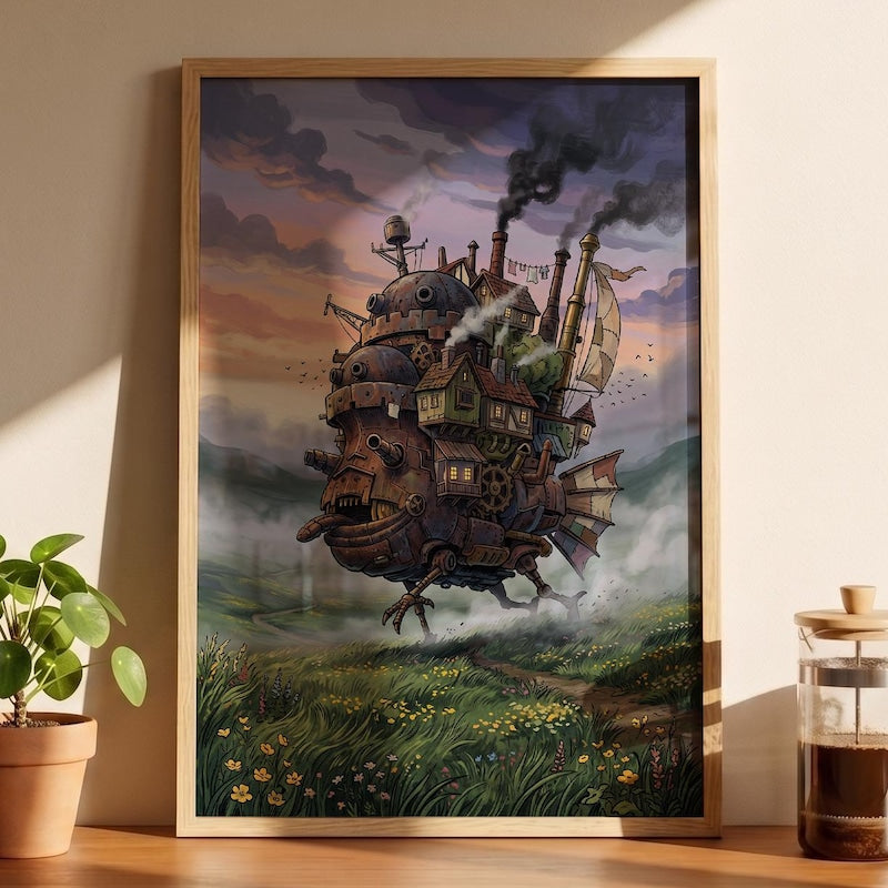 Walking Fortress Framed Poster, Howls Moving Castle Inspired