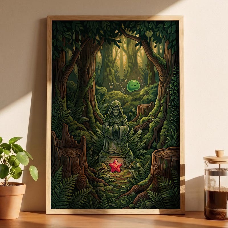 Secret Woods Shrine Framed Poster, Stardew Valley Inspired