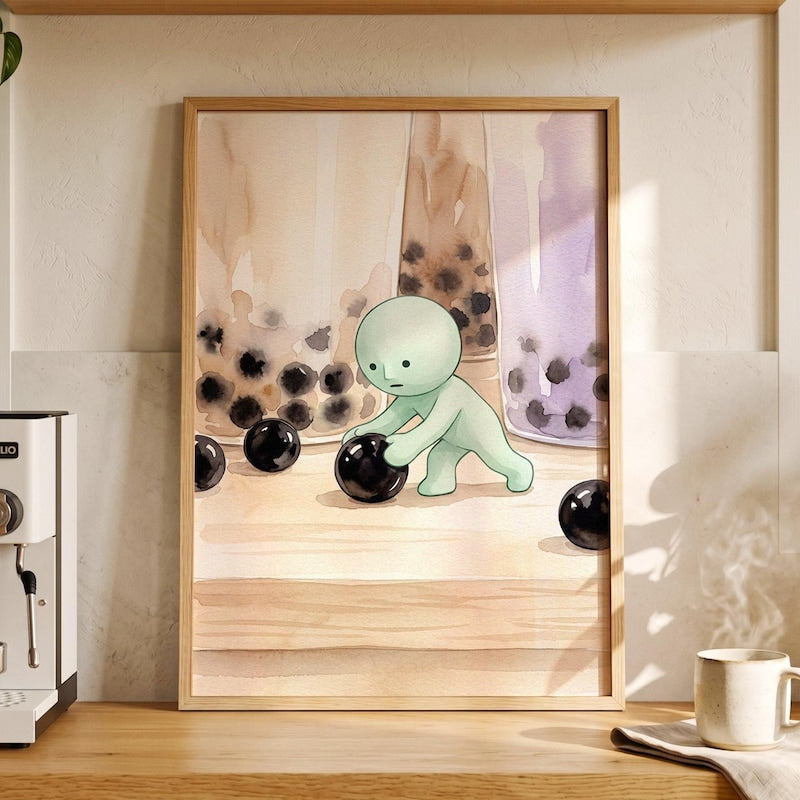 Tapioca Pearl Art, Smiski Inspired Poster
