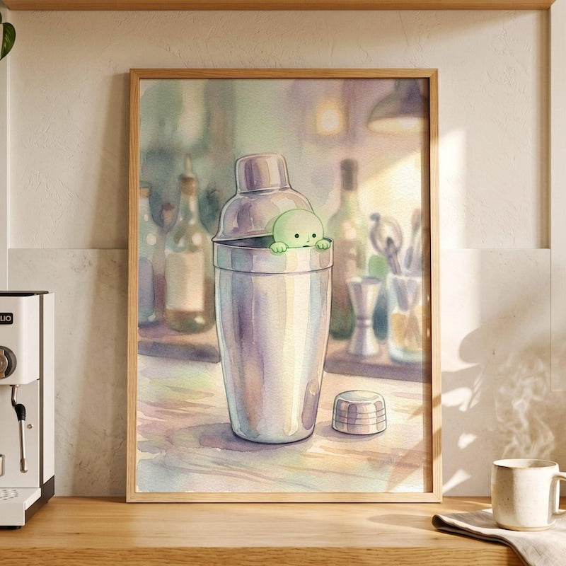 Cocktail Shaker Art, Smiski Inspired Print