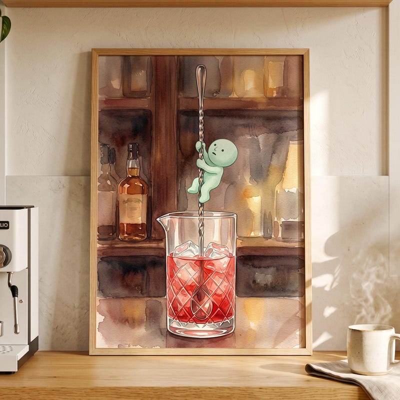Mixing Glass Print, Smiski Inspired Art