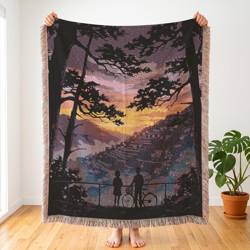 Whisper of the Heart Inspired Blanket, Romantic Anime Woven Throw