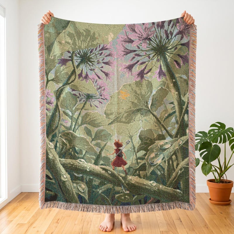 The Secret World of Arrietty Inspired Blanket, Lush Anime Woven Throw