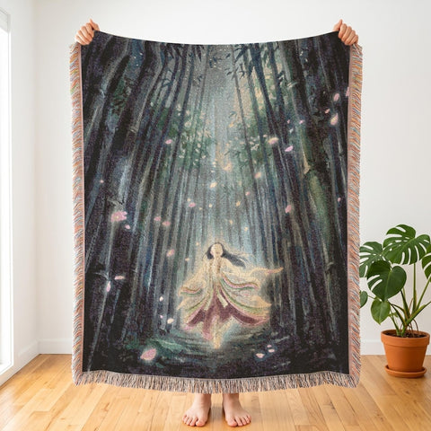 The Tale of the Princess Kaguya Inspired Blanket, Ethereal Anime Woven Throw