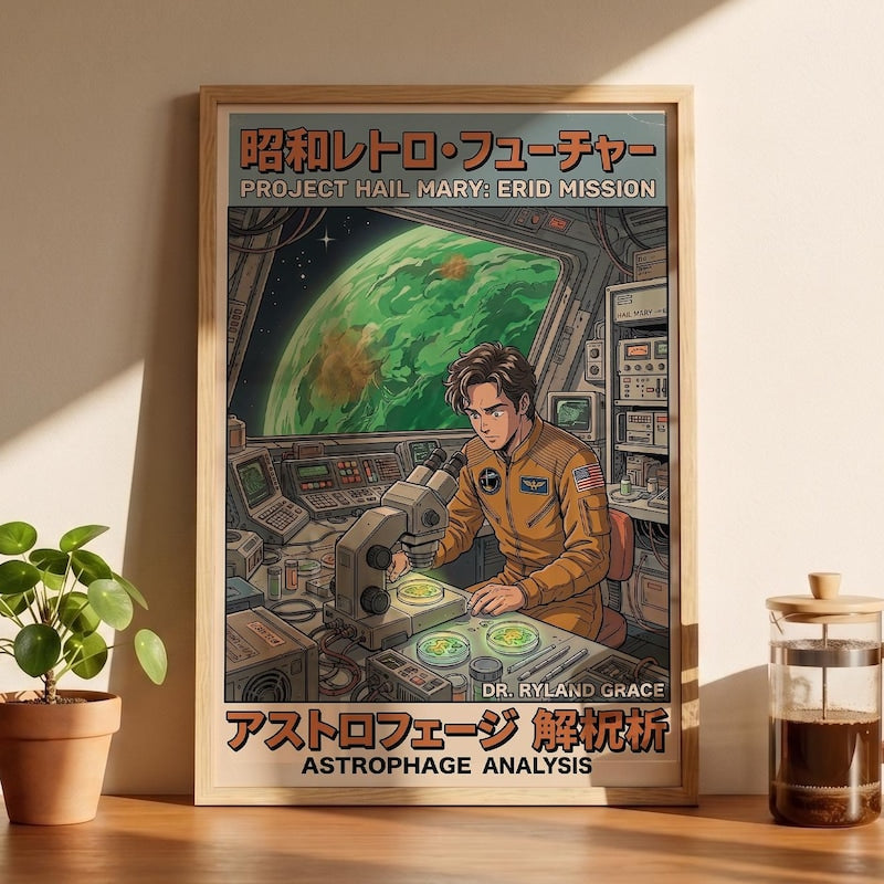 Project Hail Mary Astrophage Poster, 80s Anime Sci-Fi Art