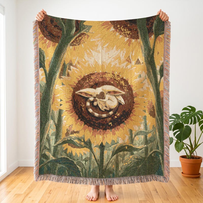 Avatar Momo Inspired Woven Blanket, Giant Sunflower