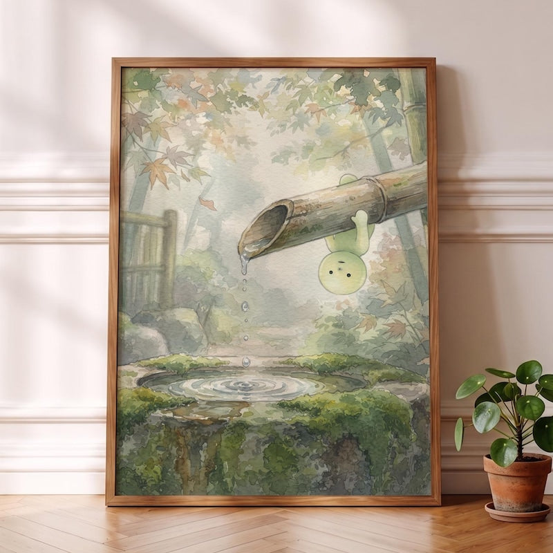 Bamboo Spout Smiski Inspired Poster, Cozy Art