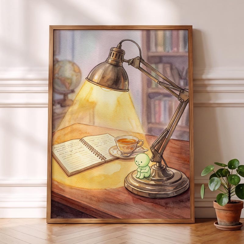 Reading Lamp Smiski Inspired Poster, Cozy Decor