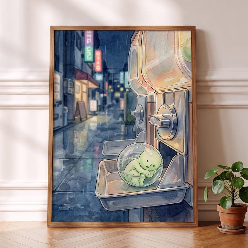 Gachapon Toy Smiski Inspired Poster, Kawaii Print