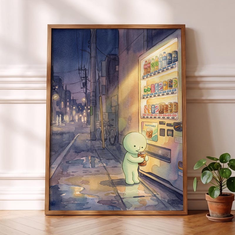 Vending Machine Smiski Inspired Poster, Neon Vibe