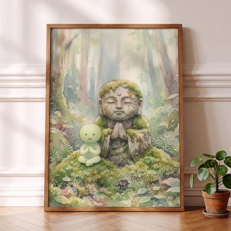 Stone Jizo Smiski Inspired Poster, Ghibli Print