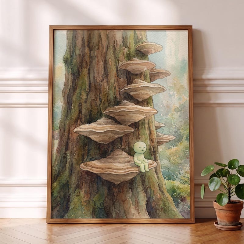 Fungus Staircase Smiski Inspired Poster, Nature