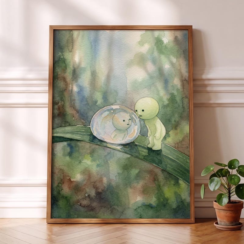 Dewdrop Reflection Smiski Inspired Poster, Art