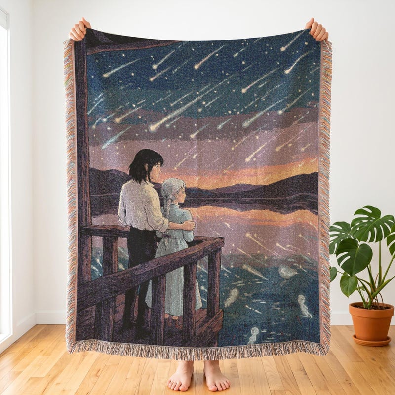 Howls Moving Castle Inspired Woven Blanket, Star Lake