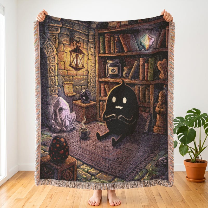Stardew Valley Inspired Woven Blanket, Krobus Shadow