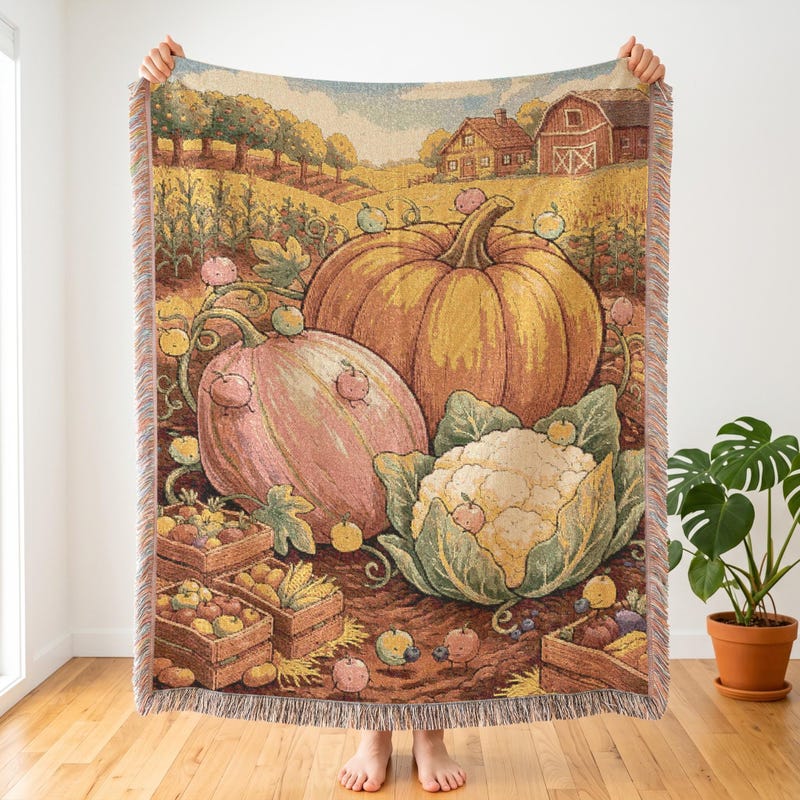 Stardew Valley Inspired Woven Blanket, Junimo Harvest