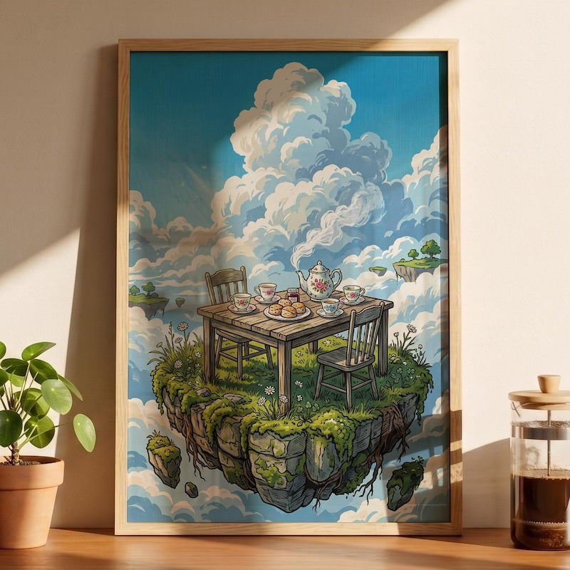 Sky Tea Party Framed Poster, Castle In The Sky Inspired Art