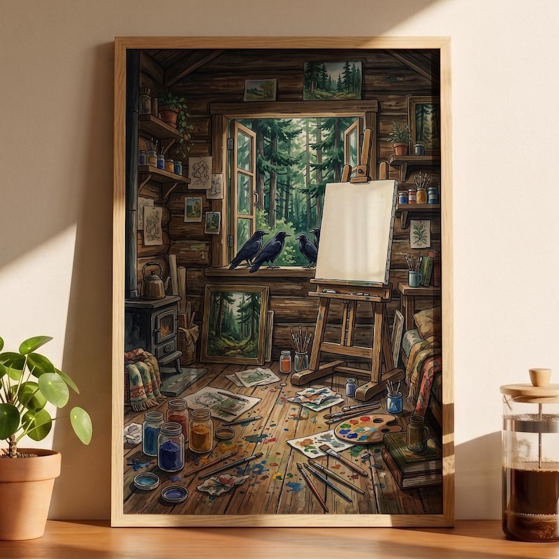 Painter Cabin Framed Poster, Kikis Delivery Service Inspired