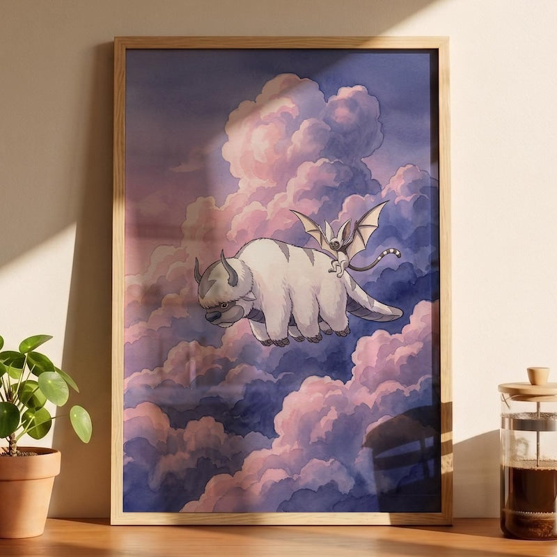 Skyward Cloud Sea Framed Poster, ATLA Inspired Decor