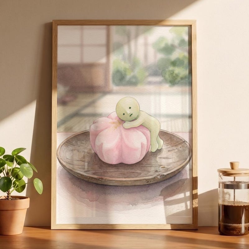 Smiski Inspired Wagashi Sweet Poster, Kawaii Room Wall Art