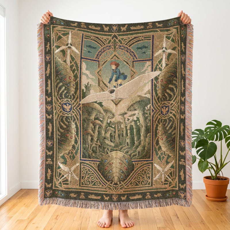 Nausicaa Toxic Jungle Inspired Blanket, Ghibli Textile & Otaku Art