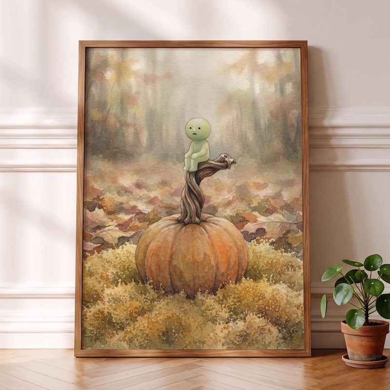 Smiski Inspired Print, Wild Orange Gourd Stem Art