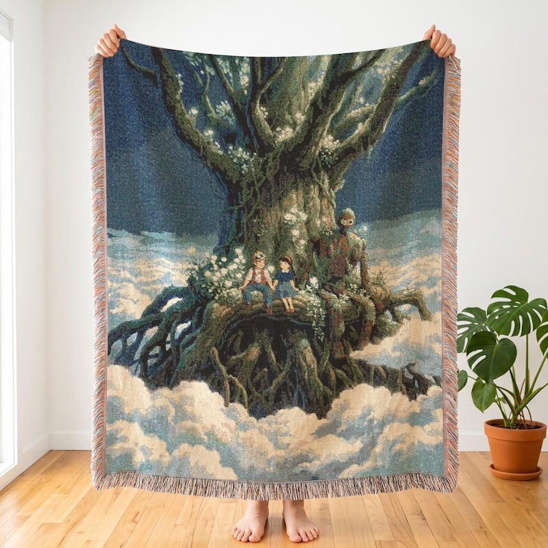 Castle in the Sky Laputa Inspired Blanket, Breathtaking Anime Woven Throw