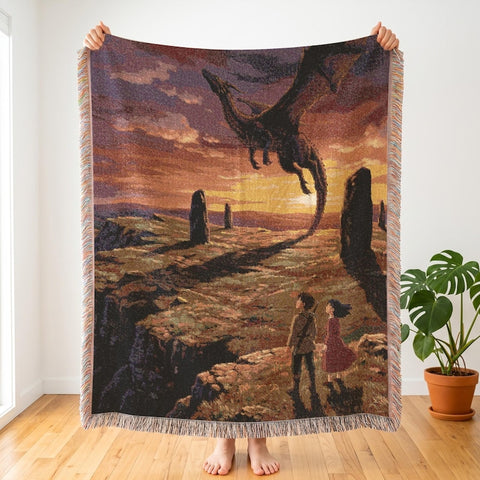 Earthsea Inspired Blanket, Epic Anime Woven Throw