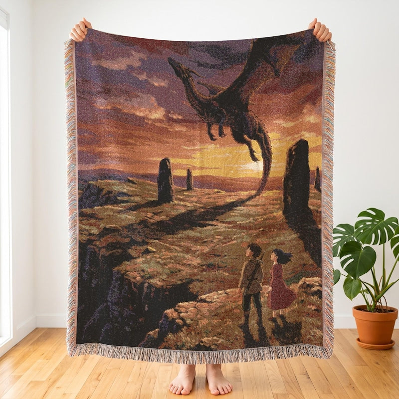 Earthsea Inspired Blanket, Epic Anime Woven Throw
