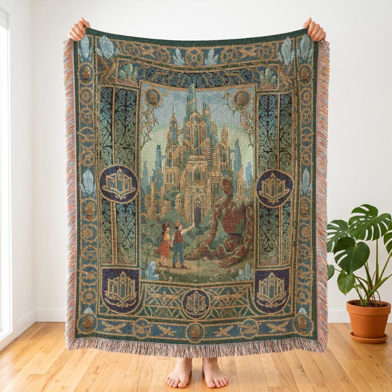 Castle in the Sky Laputa Inspired Woven Blanket, Anime Robot Throw