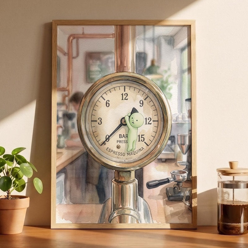 Smiski Inspired Barista Art, Vintage Espresso Print