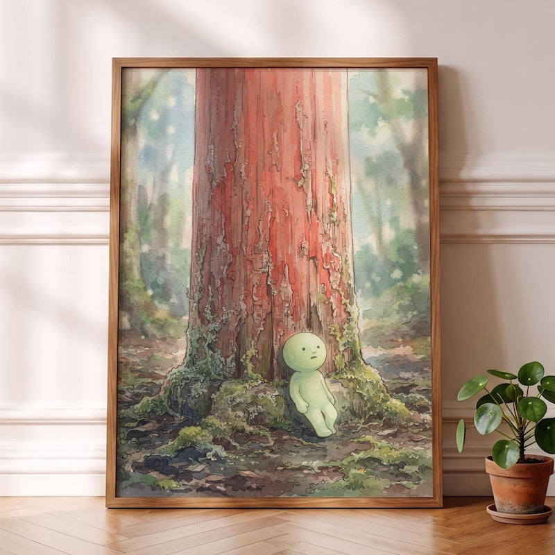 Torii Gate Smiski Inspired Poster, Whimsical Decor