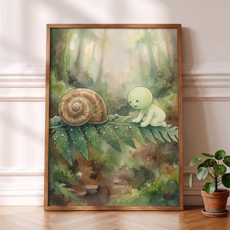 Snail Shell Smiski Inspired Poster, Whimsical Art