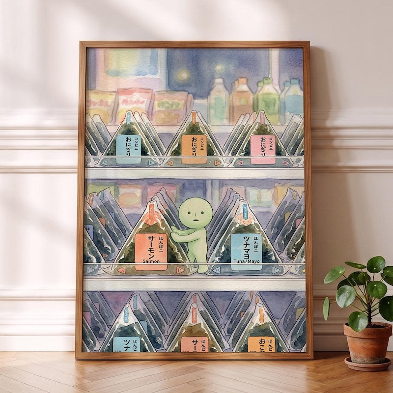 Onigiri Shelf Smiski Inspired Poster, Kawaii Room